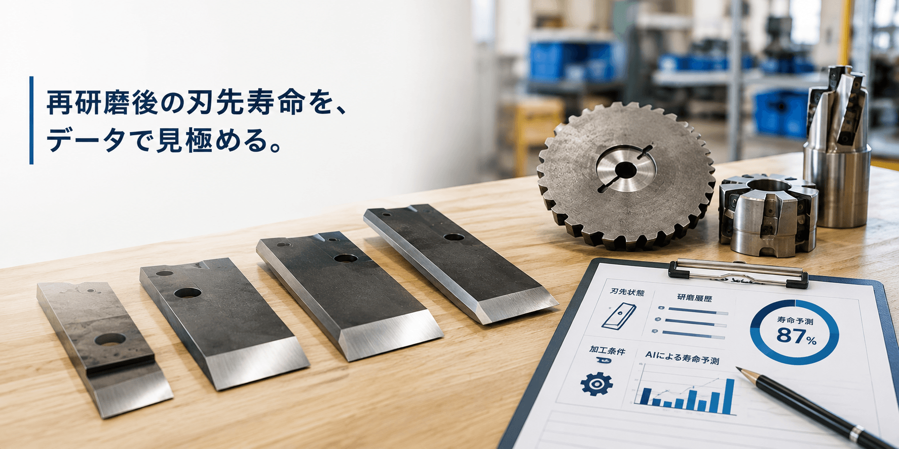 まだ使える、を勘で決めない。再研磨後の工業用刃物の寿命をAIで推定