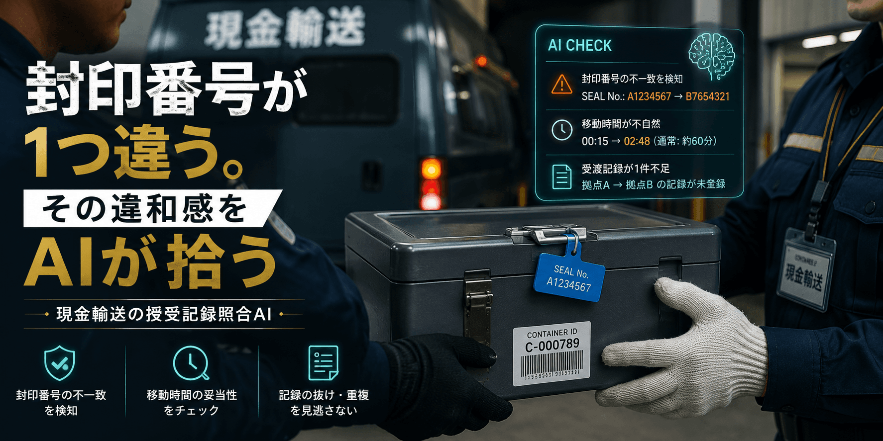 封印番号が1つ違う。その違和感をAIが拾う、現金輸送の授受記録照合