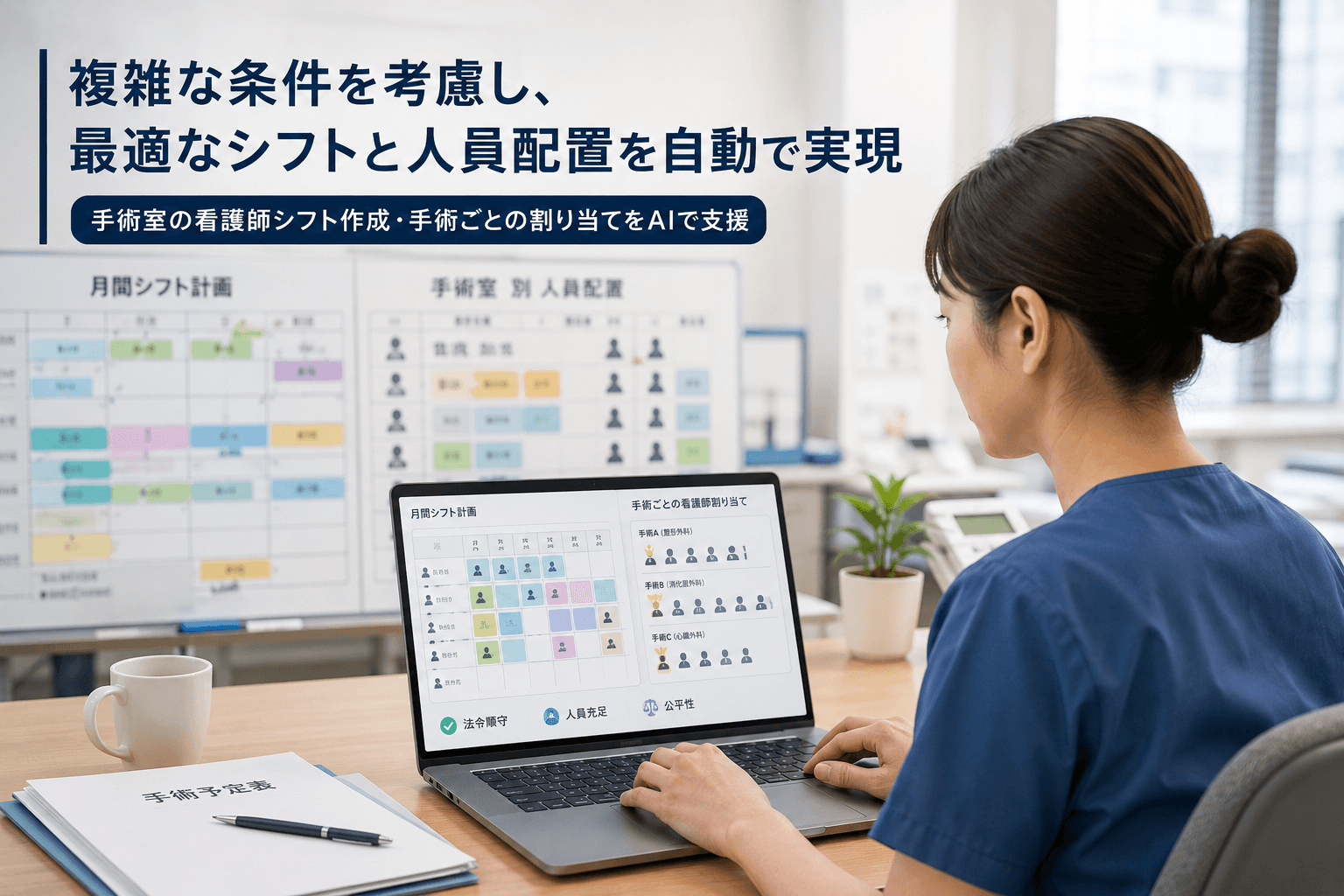 手術室看護師のシフト作成と手術ごとの人員配置をAIで最適化