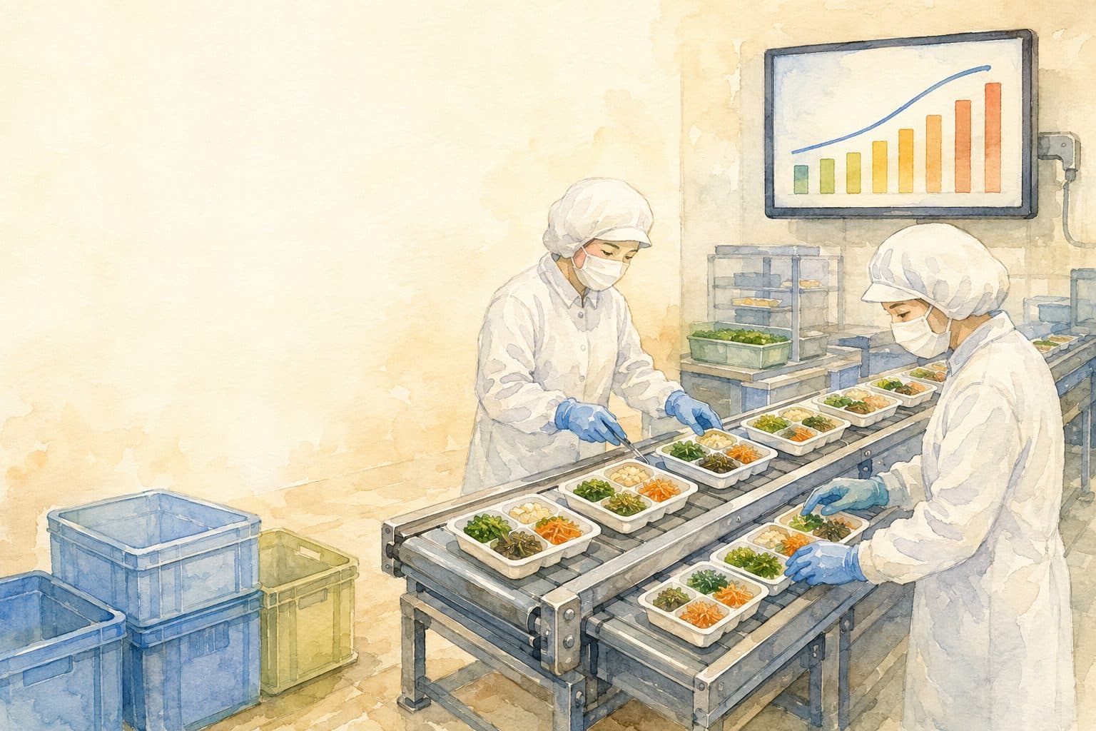 患菜の日次生産計画をAI予測へ移行し、気象と販促を織り込んで廃棄ロスを削減